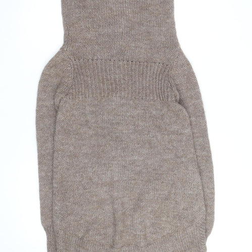 AllSaints Women Beige Chunky Roll Neck Wool Blend Cardigan M