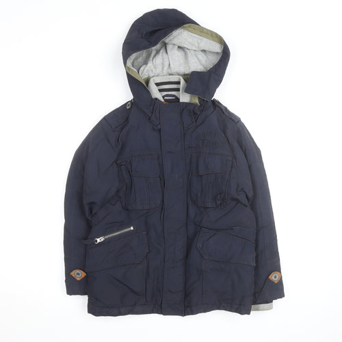 Timberland Boys Blue Hooded Parka Coat 8 Years Waterproof Winter Jacket