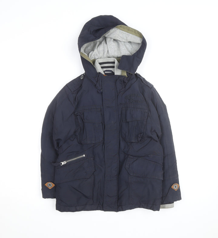 Timberland Boys Blue Hooded Parka Coat 8 Years Waterproof Winter Jacket