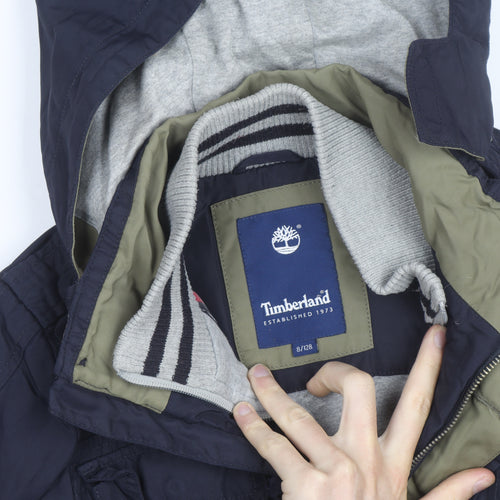 Timberland Boys Blue Hooded Parka Coat 8 Years Waterproof Winter Jacket
