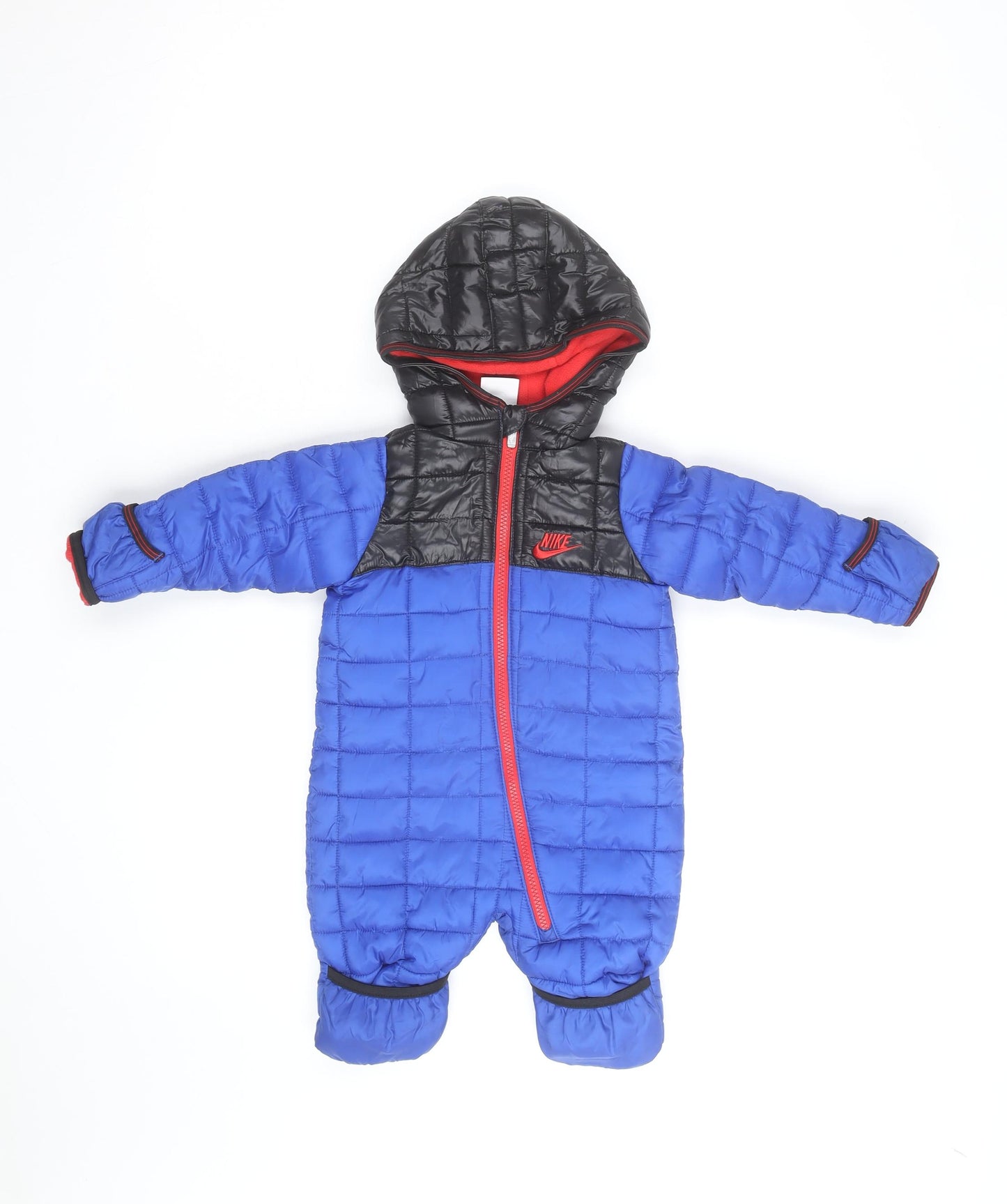 Nike Unisex Baby Blue Puffer Snowsuit 0-3 Months Hooded Winter Suit
