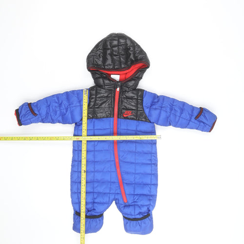 Nike Unisex Baby Blue Puffer Snowsuit 0-3 Months Hooded Winter Suit