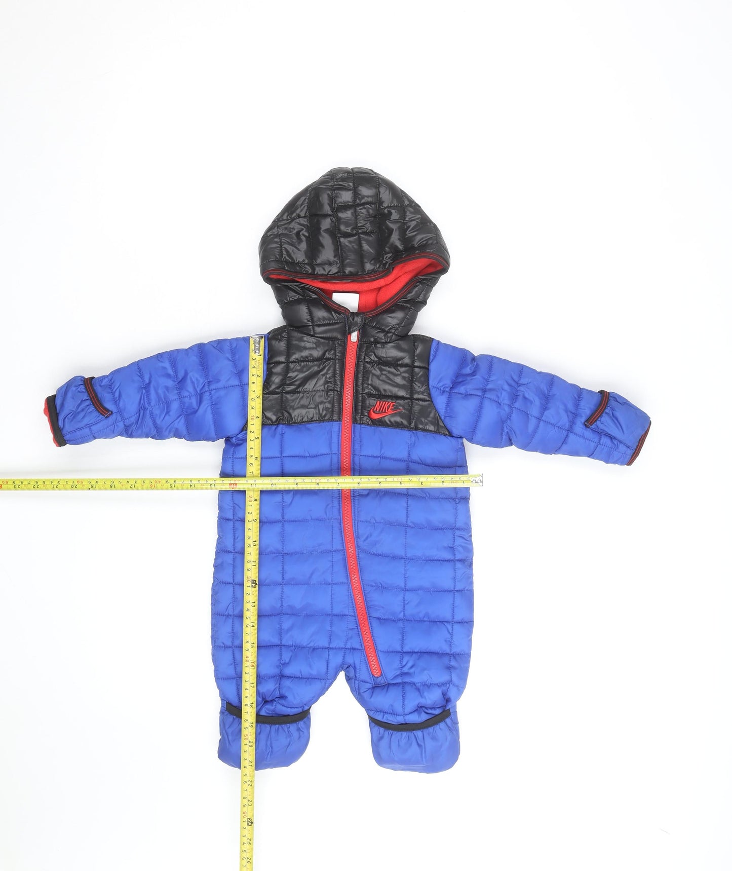 Nike Unisex Baby Blue Puffer Snowsuit 0-3 Months Hooded Winter Suit