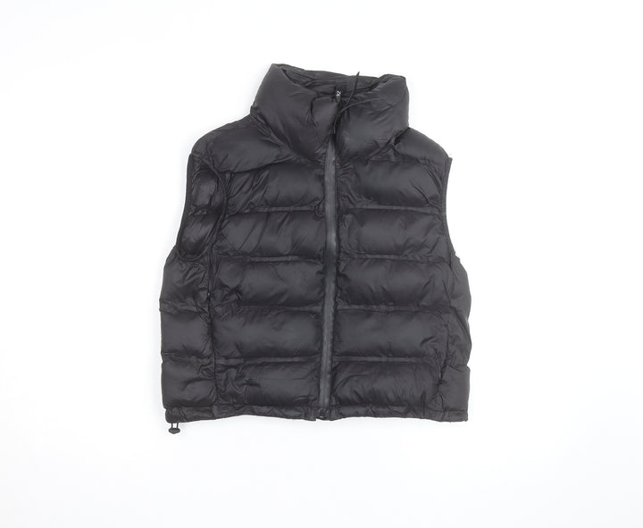 Zara Women's Black Puffer Down Waistcoat M Short Quilted Vest