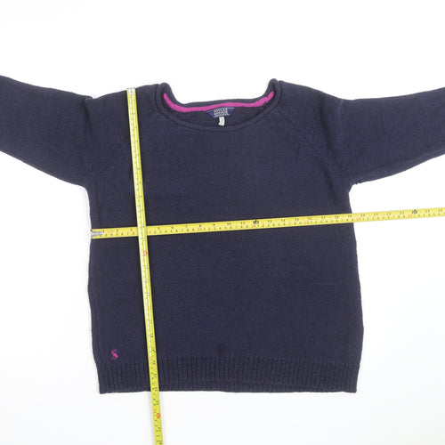 Joules Women's Blue Cotton Crew Neck Knit Jumper Size 12