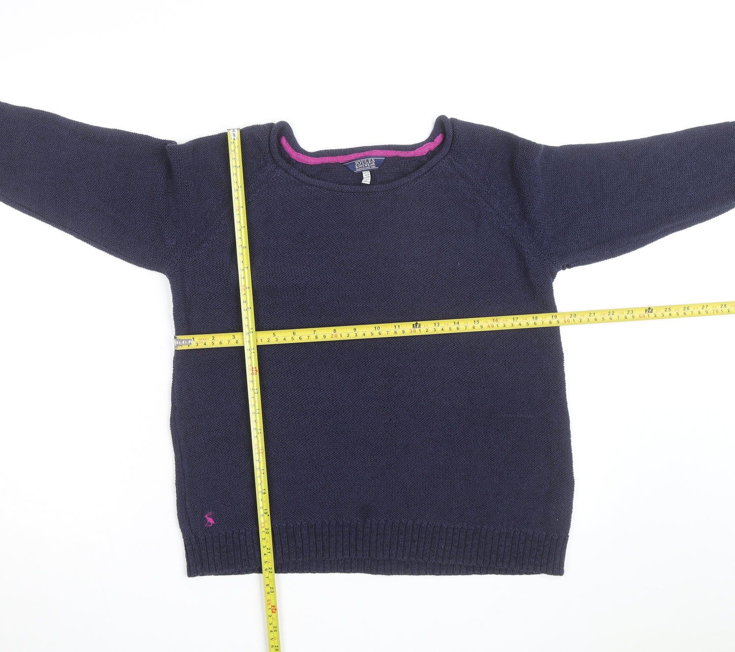 Joules Women's Blue Cotton Crew Neck Knit Jumper Size 12