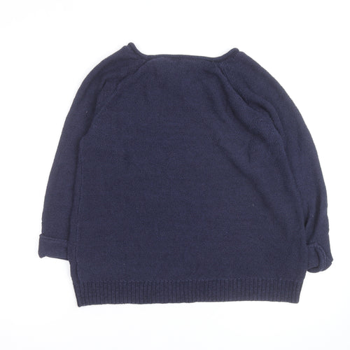 Joules Women's Blue Cotton Crew Neck Knit Jumper Size 12