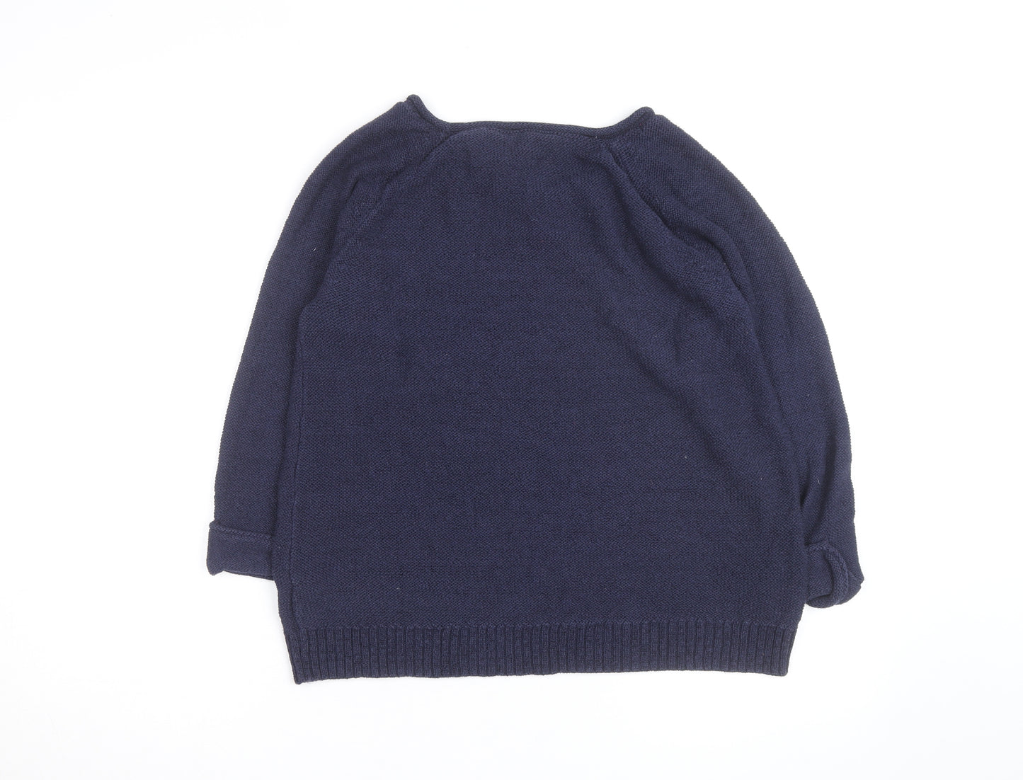 Joules Women's Blue Cotton Crew Neck Knit Jumper Size 12