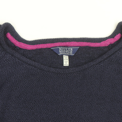 Joules Women's Blue Cotton Crew Neck Knit Jumper Size 12