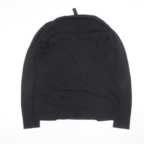 The White Company Women’s Black Wool Button Shoulder Jumper Size L