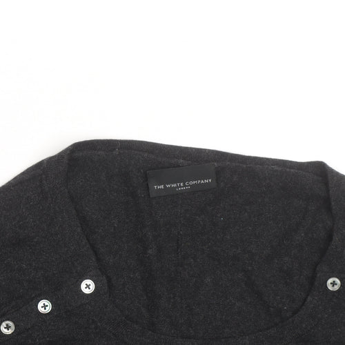 The White Company Women’s Black Wool Button Shoulder Jumper Size L