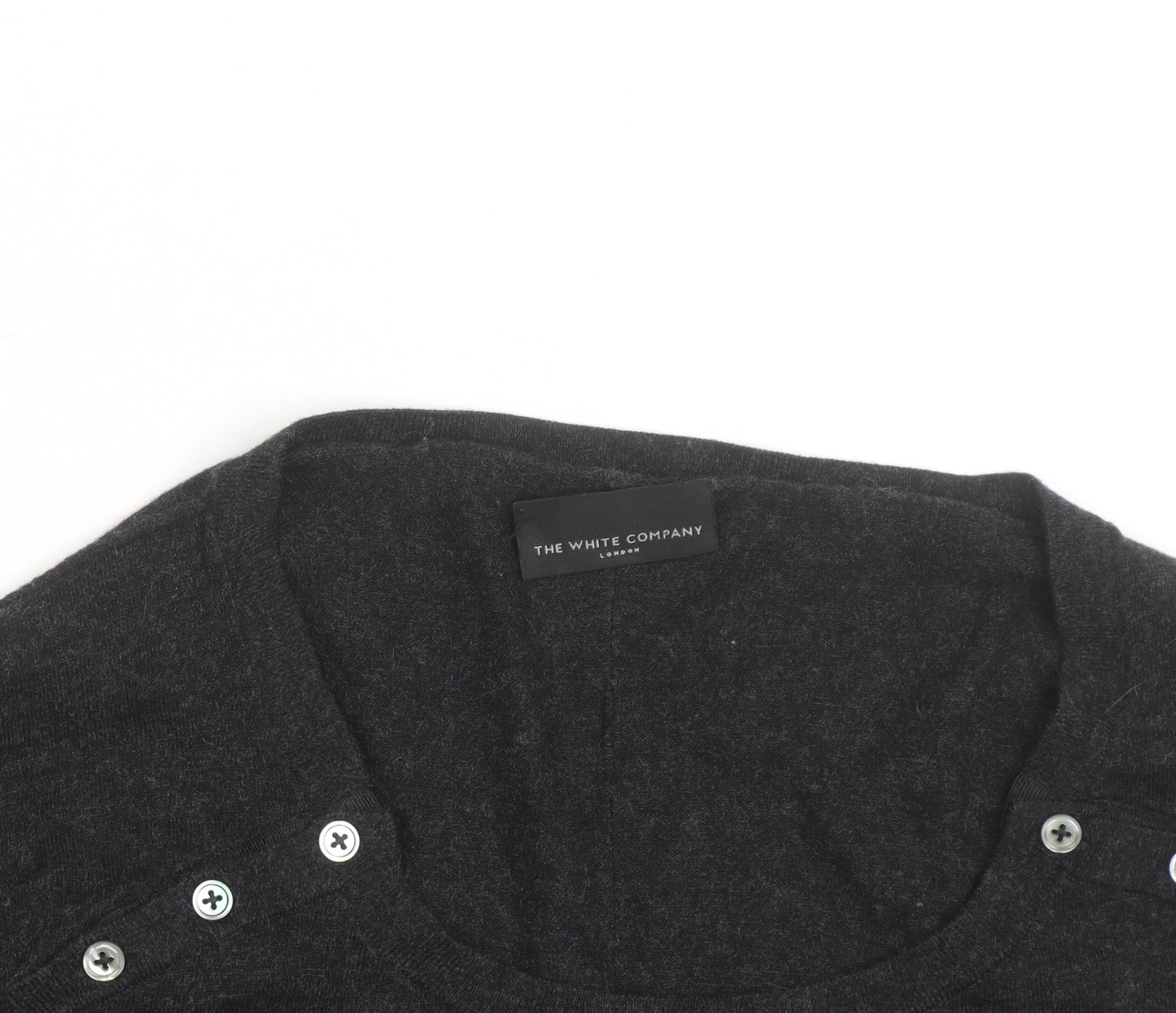The White Company Women’s Black Wool Button Shoulder Jumper Size L