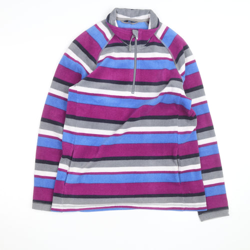Cotton Traders Men's Multicoloured Fleece 1/2 Zip Striped Sweatshirt S