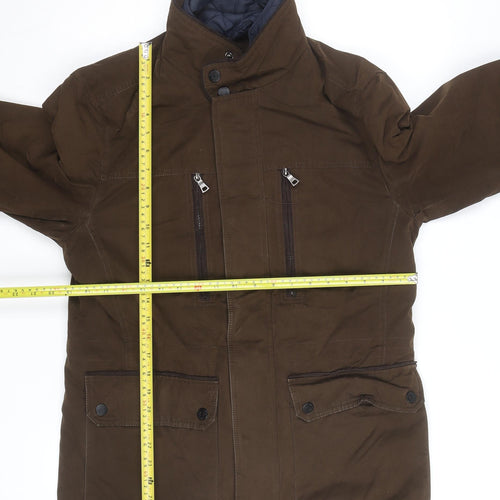 Marks and Spencer Men's Brown Parka Jacket S Regular Fit Lined