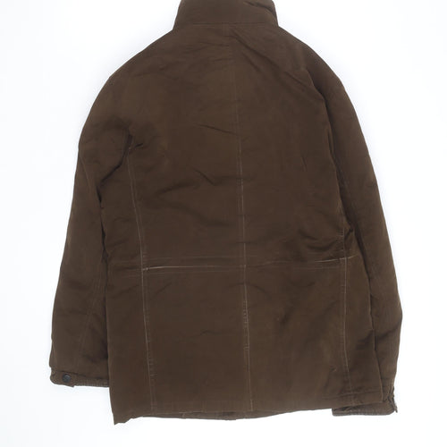 Marks and Spencer Men's Brown Parka Jacket S Regular Fit Lined