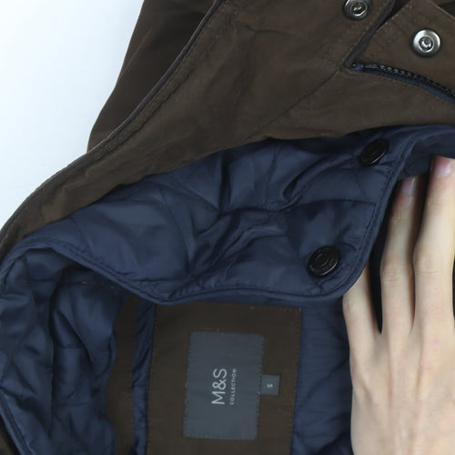 Marks and Spencer Men's Brown Parka Jacket S Regular Fit Lined