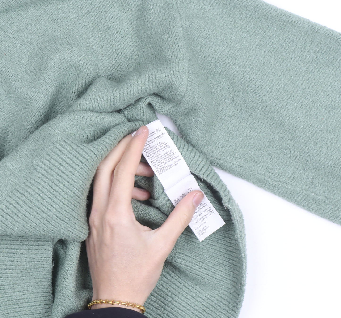 & Other Stories Women Green Wool Mock Neck Knit Jumper M