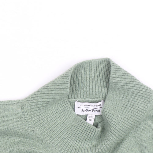 & Other Stories Women Green Wool Mock Neck Knit Jumper M
