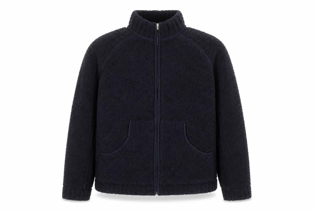 Front view of Eliza Scott Men's Black Full Zip Chunky Knit Jumper M