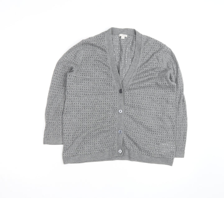 Gap Women Grey Open Knit Button Cardigan Size S