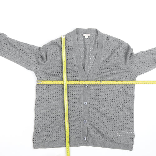 Gap Women Grey Open Knit Button Cardigan Size S