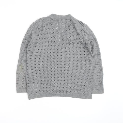 Gap Women Grey Open Knit Button Cardigan Size S