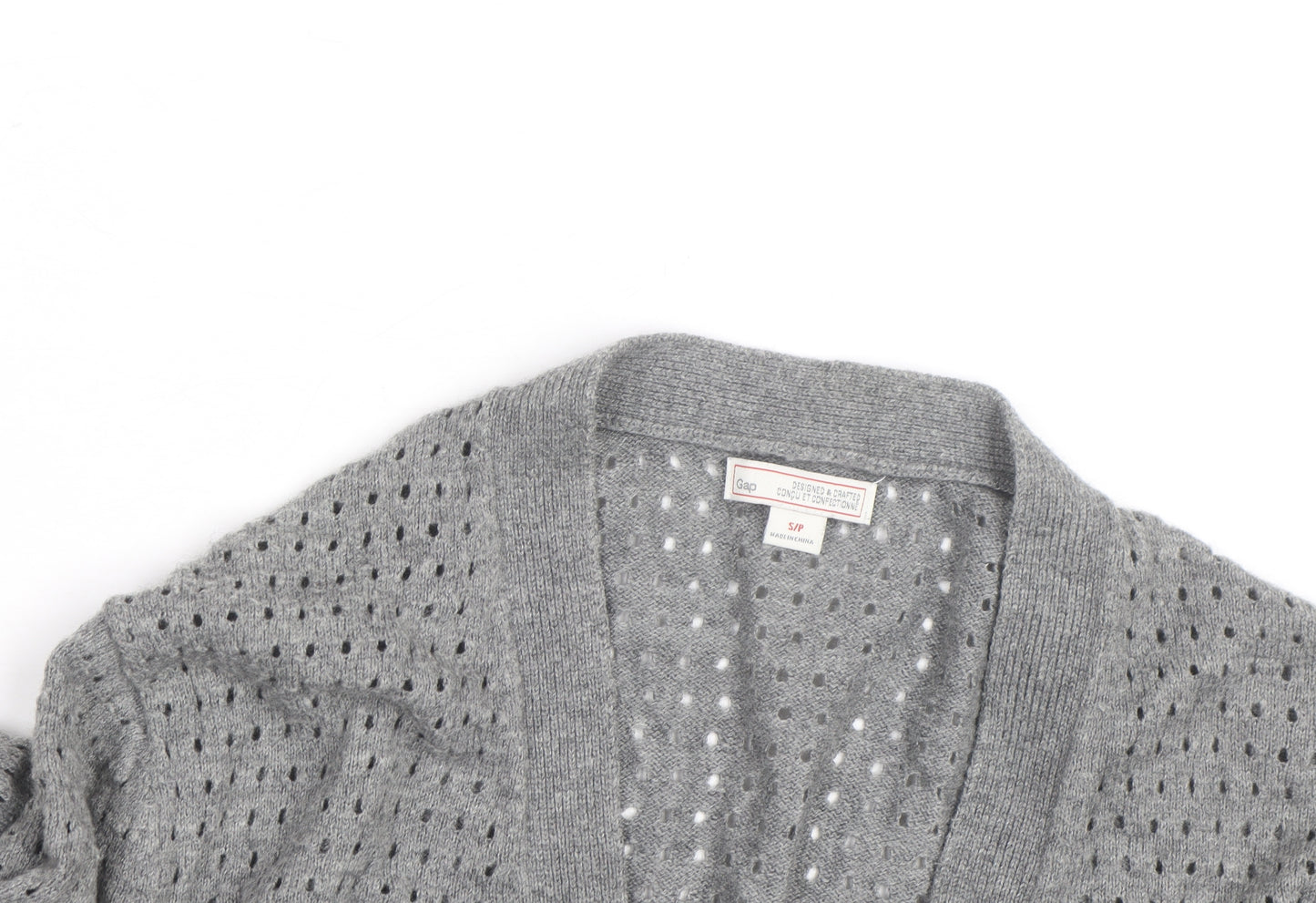 Gap Women Grey Open Knit Button Cardigan Size S