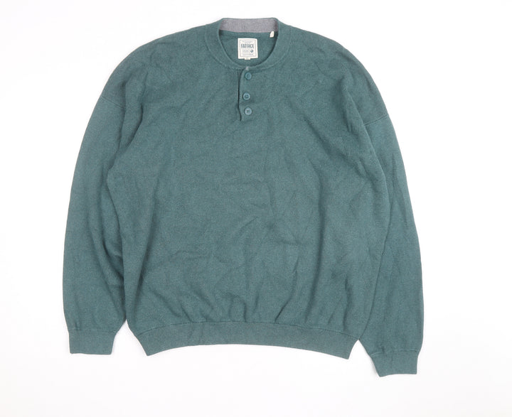 FatFace Men's Green Cotton Cashmere Henley Jumper XL