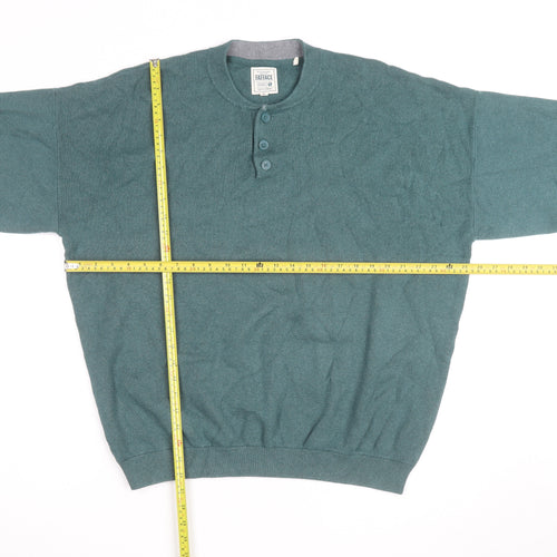 FatFace Men's Green Cotton Cashmere Henley Jumper XL