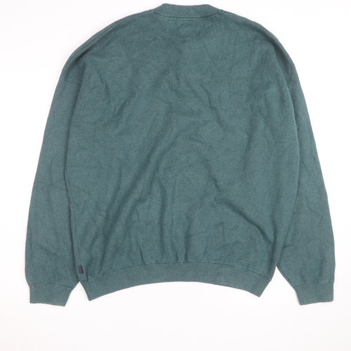FatFace Men's Green Cotton Cashmere Henley Jumper XL