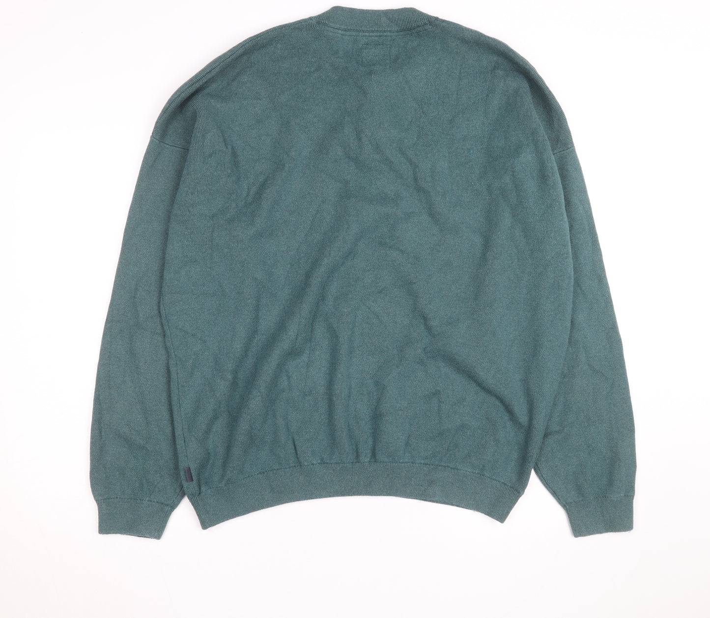FatFace Men's Green Cotton Cashmere Henley Jumper XL