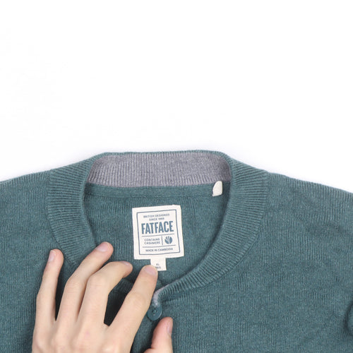 FatFace Men's Green Cotton Cashmere Henley Jumper XL