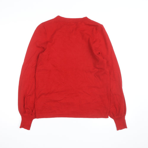 Jasper Conran Women's Red Cashmere Crew Neck Jumper Size 12