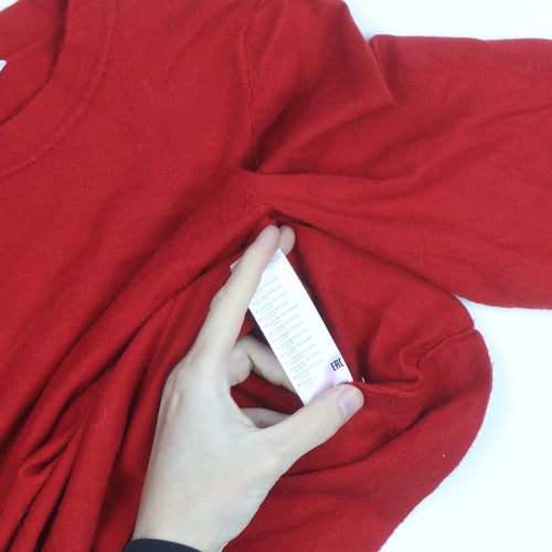 Jasper Conran Women's Red Cashmere Crew Neck Jumper Size 12