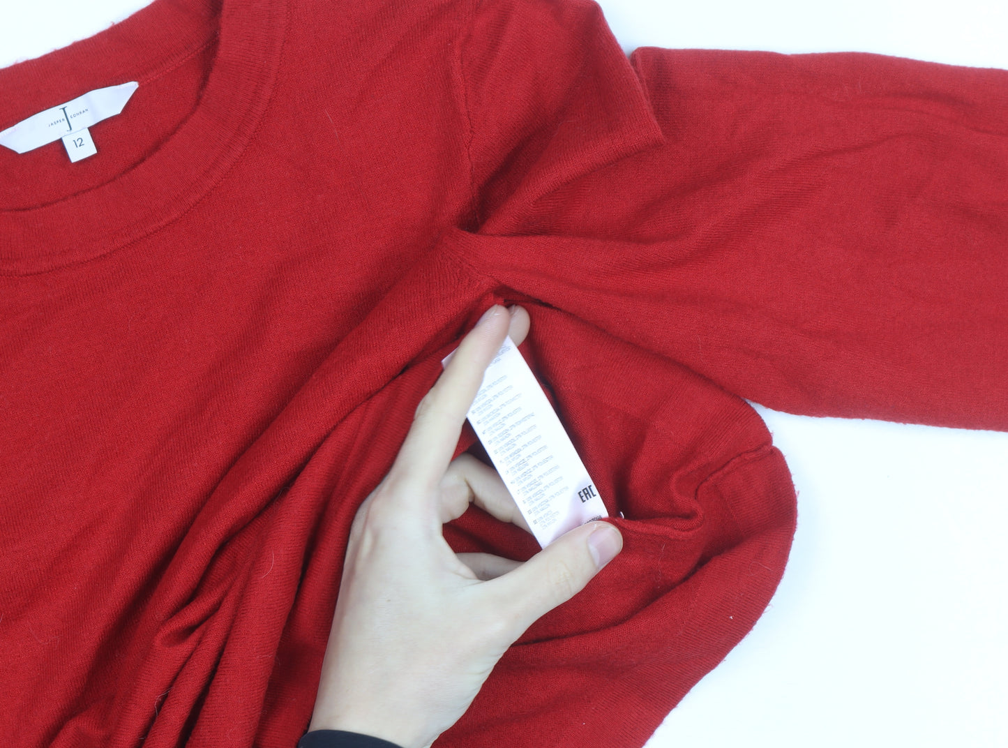 Jasper Conran Women's Red Cashmere Crew Neck Jumper Size 12