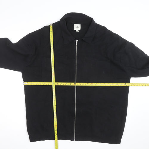 Next Men’s Black 2XL Full Zip Collared Cotton Jumper