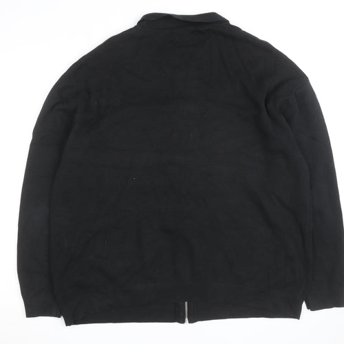 Next Men’s Black 2XL Full Zip Collared Cotton Jumper