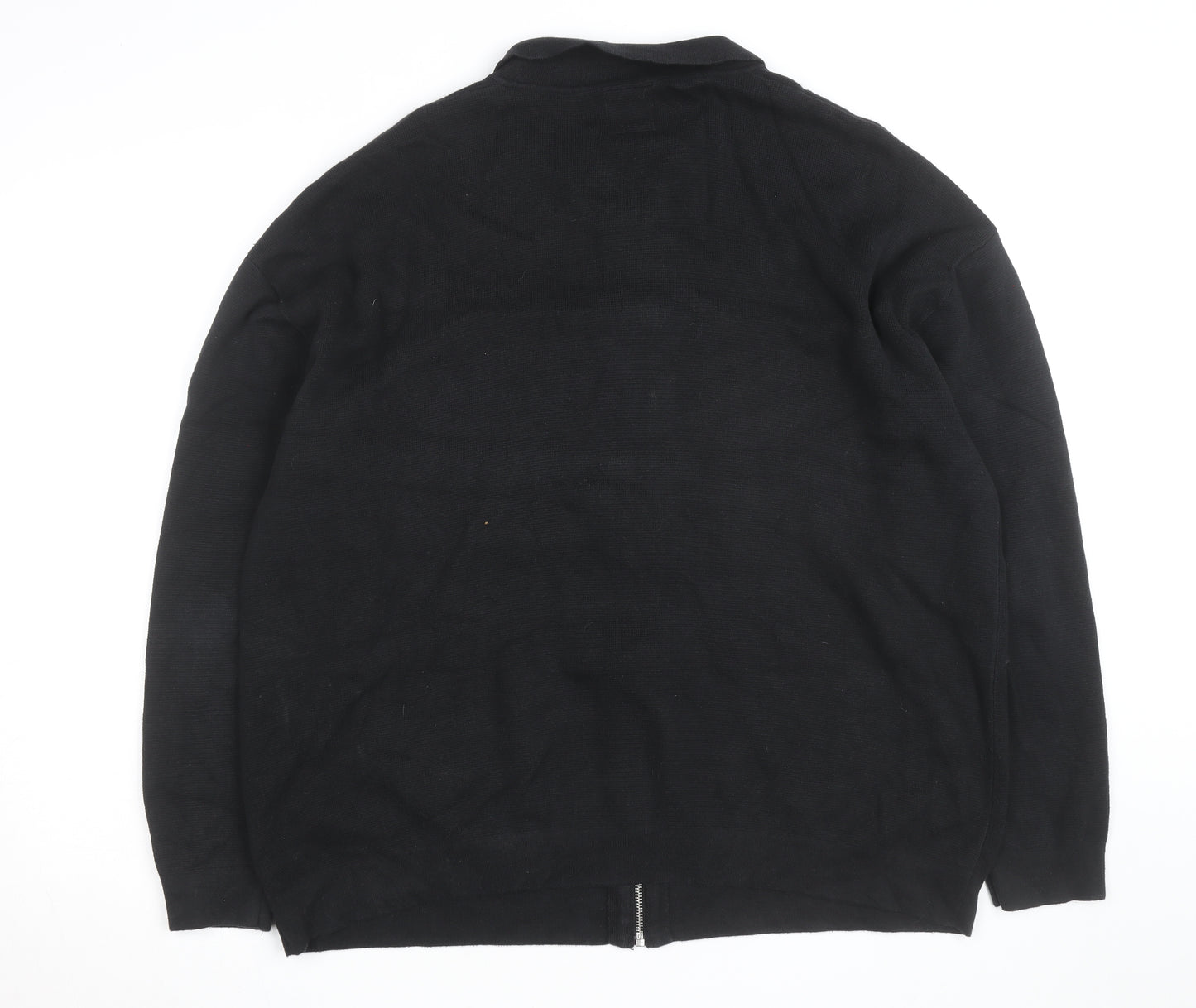 Next Men’s Black 2XL Full Zip Collared Cotton Jumper