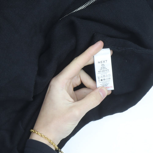 Next Men’s Black 2XL Full Zip Collared Cotton Jumper