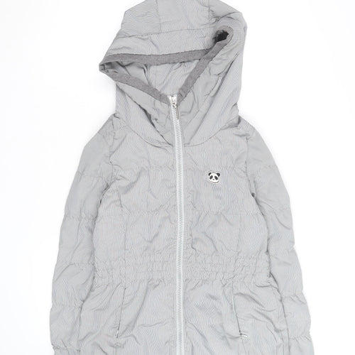 YESGODA Women's Grey Check Hooded Puffer Jacket Size M