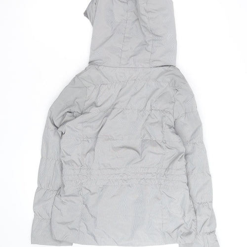 YESGODA Women's Grey Check Hooded Puffer Jacket Size M