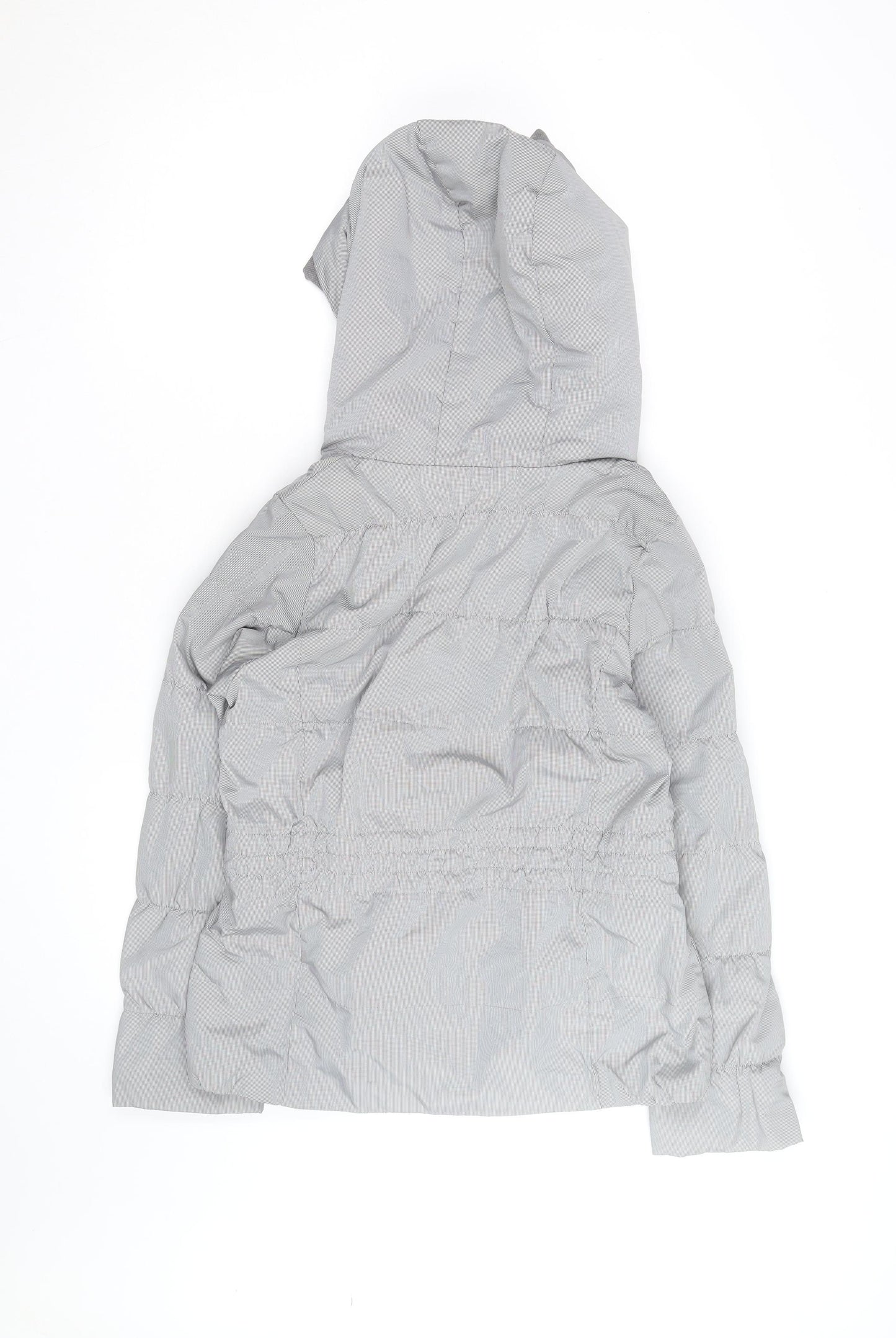 YESGODA Women's Grey Check Hooded Puffer Jacket Size M