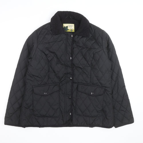Country Estate Women's Black Quilted Mid-Length Jacket Size 18