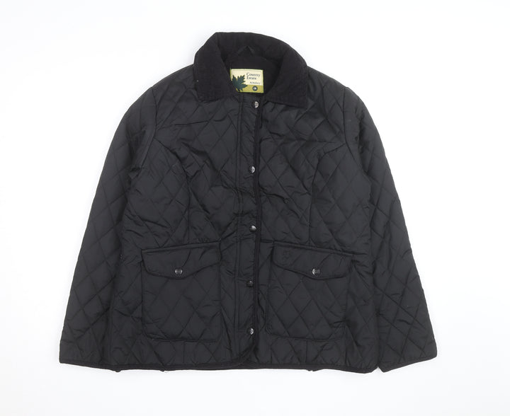 Country Estate Women's Black Quilted Mid-Length Jacket Size 18