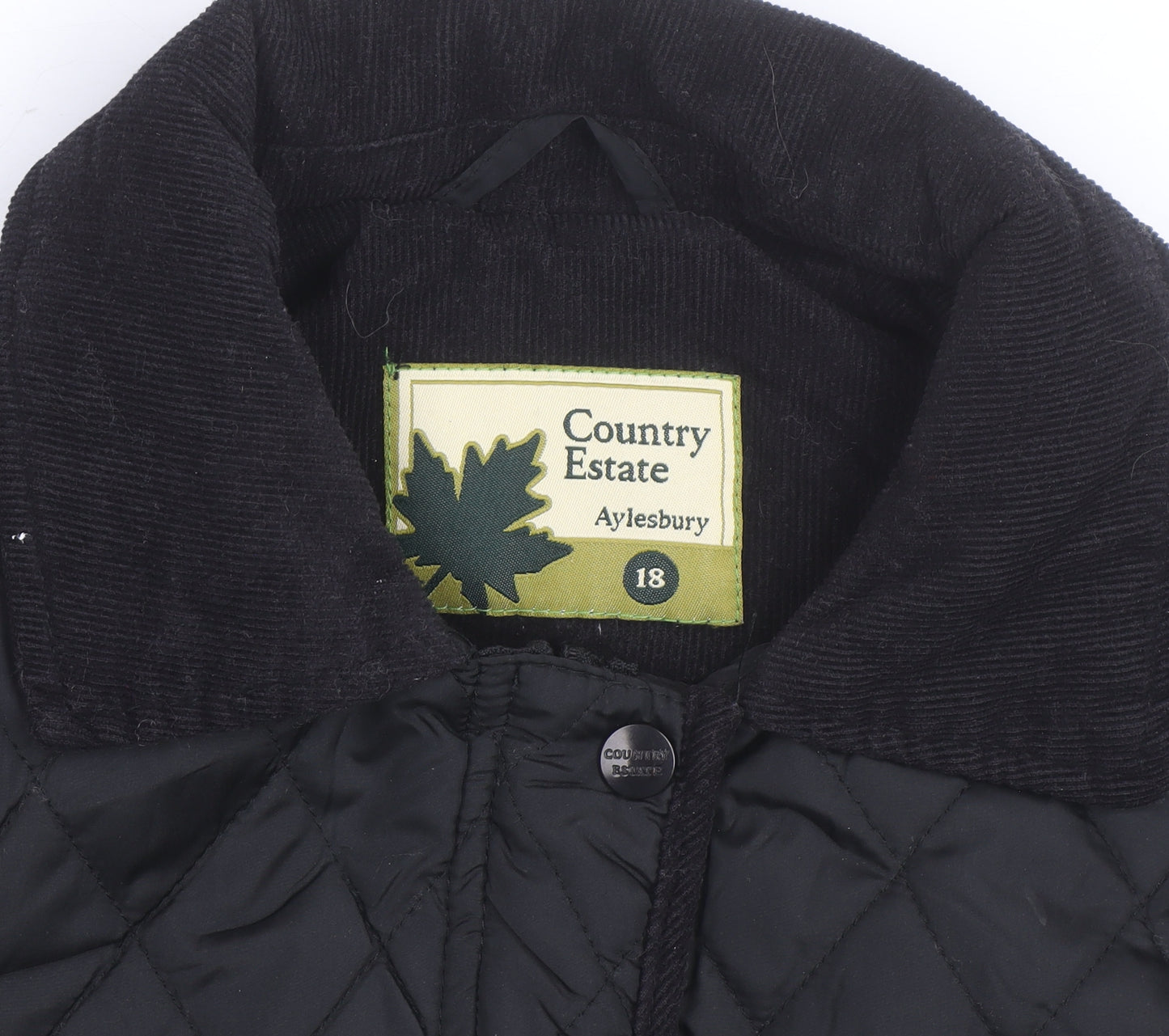 Country Estate Women's Black Quilted Mid-Length Jacket Size 18