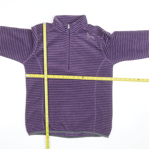 TOG24 Women Purple Striped Fleece Half Zip Pullover Sweatshirt Size 10-12