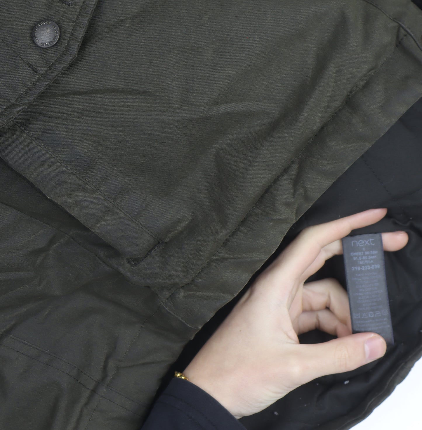 Next Men’s Green Field Jacket S Regular Twill Lined Outdoor Coat