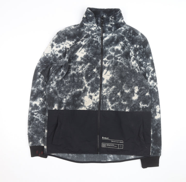 Redefined Rebel Men’s Black Tie Dye Fleece Zip Jacket L