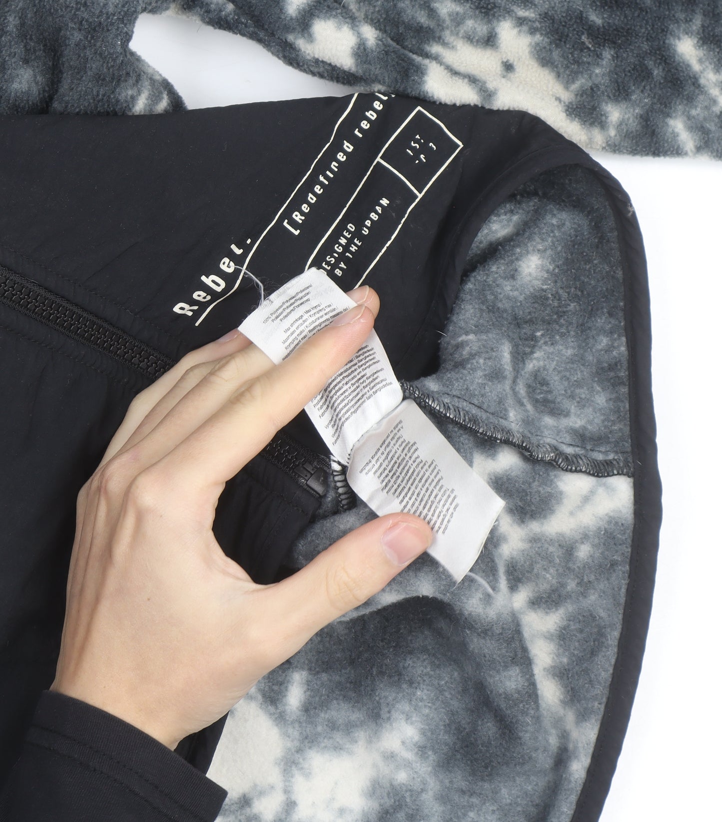 Redefined Rebel Men’s Black Tie Dye Fleece Zip Jacket L