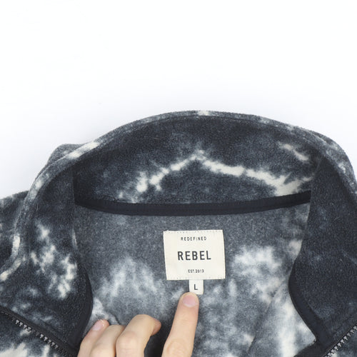 Redefined Rebel Men’s Black Tie Dye Fleece Zip Jacket L